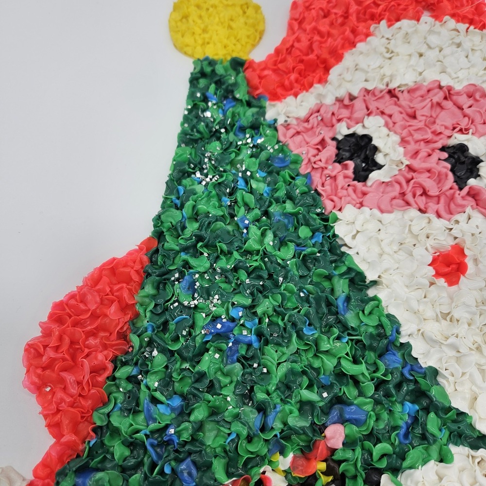 Vintage Melted Plastic Popcorn Santa, Christmas Window Decoration 18.5" Tall - Picture 6 of 8